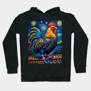 Rooster in starry night Hoodie